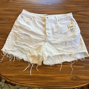 NWT free people white distressed Jean shorts